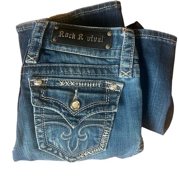 Low Rise Rock Revival Jeans Size 27 Celine Boot Cut Sequin Studded - Picture 2 of 11